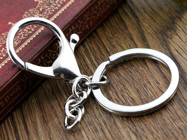 5pcs/lot 30mm Key Ring Long 70mm Popular classic 8 Colors Plated lobster clasp key hook chain jewelry making for keychain
