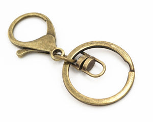 5pcs/lot 30mm Key Ring Long 70mm Popular classic 8 Colors Plated lobster clasp key hook chain jewelry making for keychain