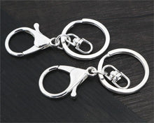 Load image into Gallery viewer, 5pcs/lot 30mm Key Ring Long 70mm Popular classic 8 Colors Plated lobster clasp key hook chain jewelry making for keychain