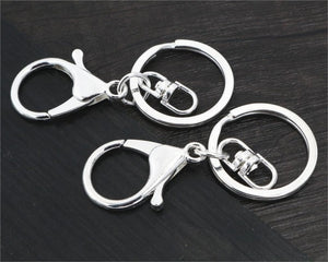 5pcs/lot 30mm Key Ring Long 70mm Popular classic 8 Colors Plated lobster clasp key hook chain jewelry making for keychain