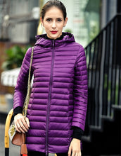 Load image into Gallery viewer, 90% White Duck Down Coat Women Ultra Light Down Jackets 2018 winter New Women Long Down Coat Parka with Hood