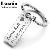 Load image into Gallery viewer, Custom Engraved Keychain For Car Logo Name Stainless Steel Personalized Gift Customized Anti-lost Keyring Key Chain Ring P009
