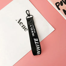 Load image into Gallery viewer, Brand Trendy Off White Ribbon Key Chains Black Alloy Lobster Buckle Phone Case Wallet Key Rings For Car Key Bags Holder Chaveiro