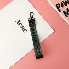 Load image into Gallery viewer, Brand Trendy Off White Ribbon Key Chains Black Alloy Lobster Buckle Phone Case Wallet Key Rings For Car Key Bags Holder Chaveiro
