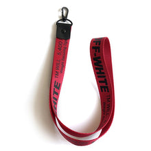 Load image into Gallery viewer, Brand Trendy Off White Ribbon Key Chains Black Alloy Lobster Buckle Phone Case Wallet Key Rings For Car Key Bags Holder Chaveiro