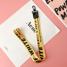 Load image into Gallery viewer, Brand Trendy Off White Ribbon Key Chains Black Alloy Lobster Buckle Phone Case Wallet Key Rings For Car Key Bags Holder Chaveiro