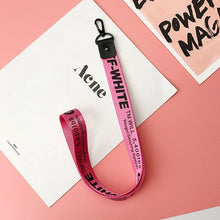 Load image into Gallery viewer, Brand Trendy Off White Ribbon Key Chains Black Alloy Lobster Buckle Phone Case Wallet Key Rings For Car Key Bags Holder Chaveiro