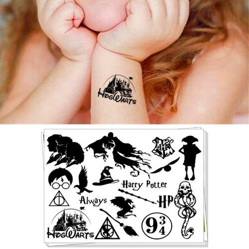 Novelty Gag Toys Children Temporary Tattoo Sticker Cartoon Tatto Body Art Cosplay for Harry Potter Fans Waterproof 2-3 Days