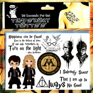Novelty Gag Toys Children Temporary Tattoo Sticker Cartoon Tatto Body Art Cosplay for Harry Potter Fans Waterproof 2-3 Days