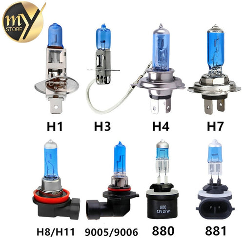 Car Light H1 H3 H4 H7 H8 H9 H11 9005 HB3 9006 HB4  Auto halogen lamp bulb Fog Lights 55W 100W 12V Super White Headlights Lamp
