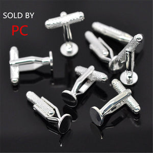 DoreenBeads 2017 Men Stylish Cufflinks Copper Cuff Links Round Silver Color 27mm(1 1/8") x 8mm( 3/8"), 1PC