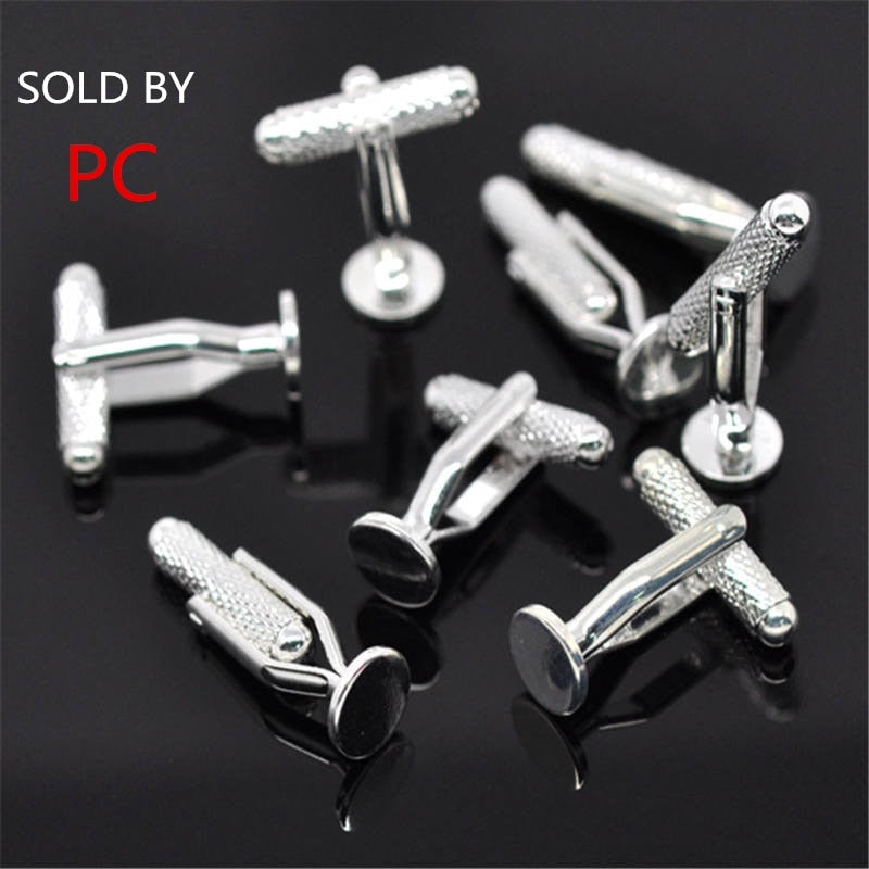 DoreenBeads 2017 Men Stylish Cufflinks Copper Cuff Links Round Silver Color 27mm(1 1/8