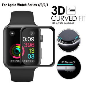 JANSIN 3D Full Cover Tempered Glass For Apple Watch 40mm 44mm Series 4 Screen Protector For Apple Watch 38mm 42mm Series 1 2 3