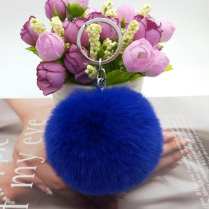 20 Colors Fluffy Fur Pom Pom Keychains Soft Faux Rex Rabbit Fur Ball Car Keyring Pompom Key Chains Women Bag Pendant Jewelry Diy
