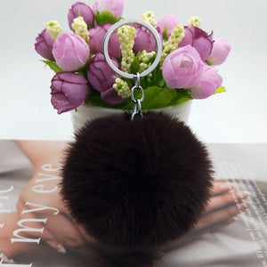 20 Colors Fluffy Fur Pom Pom Keychains Soft Faux Rex Rabbit Fur Ball Car Keyring Pompom Key Chains Women Bag Pendant Jewelry Diy