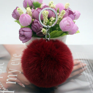 20 Colors Fluffy Fur Pom Pom Keychains Soft Faux Rex Rabbit Fur Ball Car Keyring Pompom Key Chains Women Bag Pendant Jewelry Diy