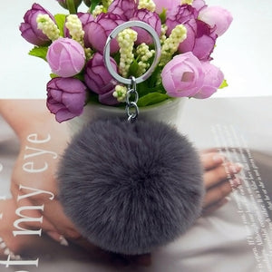 20 Colors Fluffy Fur Pom Pom Keychains Soft Faux Rex Rabbit Fur Ball Car Keyring Pompom Key Chains Women Bag Pendant Jewelry Diy