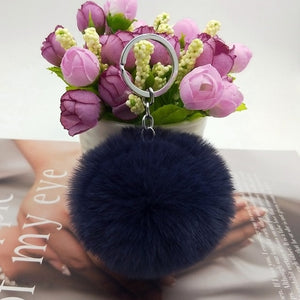 20 Colors Fluffy Fur Pom Pom Keychains Soft Faux Rex Rabbit Fur Ball Car Keyring Pompom Key Chains Women Bag Pendant Jewelry Diy