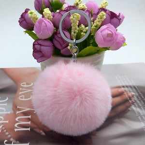 20 Colors Fluffy Fur Pom Pom Keychains Soft Faux Rex Rabbit Fur Ball Car Keyring Pompom Key Chains Women Bag Pendant Jewelry Diy