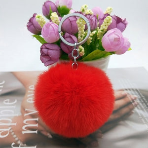20 Colors Fluffy Fur Pom Pom Keychains Soft Faux Rex Rabbit Fur Ball Car Keyring Pompom Key Chains Women Bag Pendant Jewelry Diy
