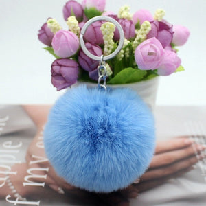 20 Colors Fluffy Fur Pom Pom Keychains Soft Faux Rex Rabbit Fur Ball Car Keyring Pompom Key Chains Women Bag Pendant Jewelry Diy