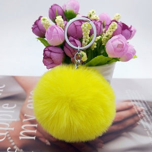 20 Colors Fluffy Fur Pom Pom Keychains Soft Faux Rex Rabbit Fur Ball Car Keyring Pompom Key Chains Women Bag Pendant Jewelry Diy