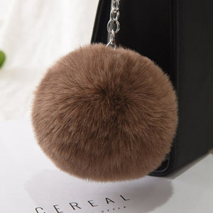 20 Colors Fluffy Fur Pom Pom Keychains Soft Faux Rex Rabbit Fur Ball Car Keyring Pompom Key Chains Women Bag Pendant Jewelry Diy