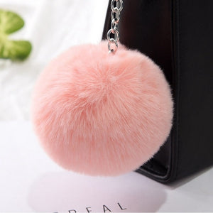 20 Colors Fluffy Fur Pom Pom Keychains Soft Faux Rex Rabbit Fur Ball Car Keyring Pompom Key Chains Women Bag Pendant Jewelry Diy