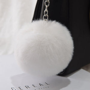 20 Colors Fluffy Fur Pom Pom Keychains Soft Faux Rex Rabbit Fur Ball Car Keyring Pompom Key Chains Women Bag Pendant Jewelry Diy