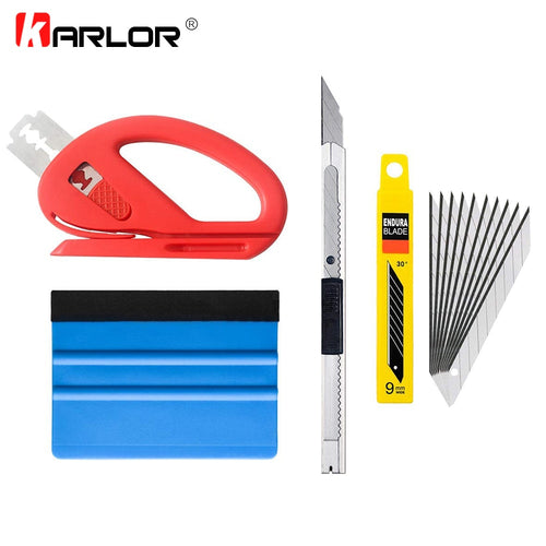4pcs/set Car Vinyl Wrap Film Squeegee Scraper Tools Vehicle Sticker Installation Kit Cutter Knife Car Styling Auto Accessories
