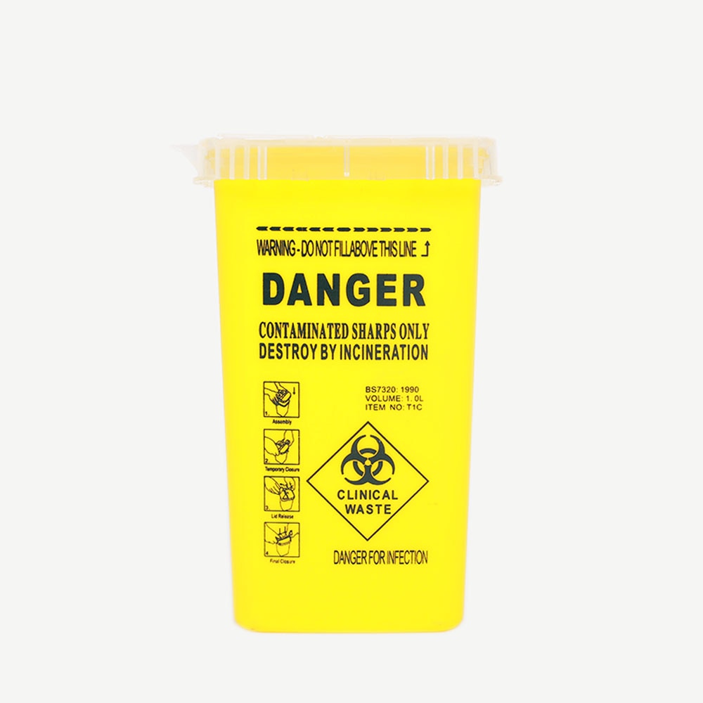 1L Capacity Sharps Container Medical Needles Bin Biohazard Tattoo Piercing Needles Disposal Collect Box Tattoo Artist Waste Box