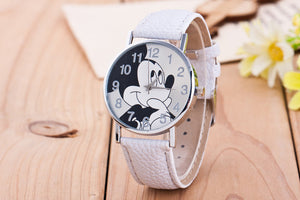 New Women Watch Mickey Mouse Pattern Fashion Quartz Watches Casual Cartoon Leather Clock Girls Kids Wristwatch Relogio Feminino