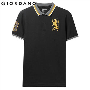Giordano Men Polo Shirt Men Embroidered 3D Lion Multi Color Polo Men Embroidery Contrast Color Polo Fashion Camisa Polo