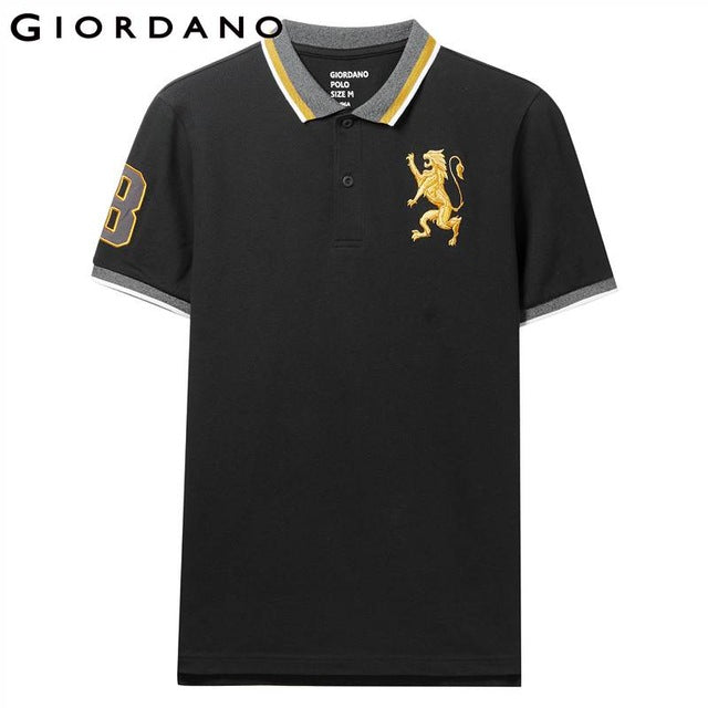 Giordano Men Polo Shirt Men Embroidered 3D Lion Multi Color Polo Men Embroidery Contrast Color Polo Fashion Camisa Polo