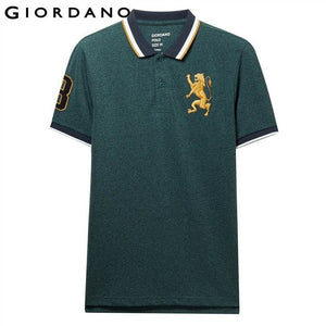 Giordano Men Polo Shirt Men Embroidered 3D Lion Multi Color Polo Men Embroidery Contrast Color Polo Fashion Camisa Polo