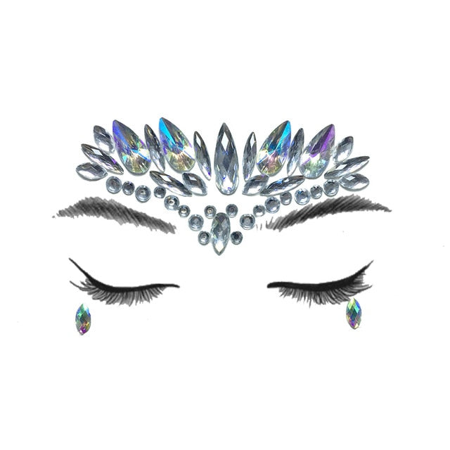 Temporary Crystal Face Eye Tattoo Stickers 3D Glitter Face Gems Jewels Sticker Eyebrow Music Festival Body Art Diamond Tattoo