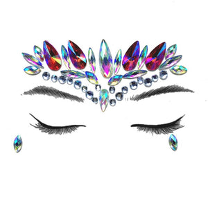 Temporary Crystal Face Eye Tattoo Stickers 3D Glitter Face Gems Jewels Sticker Eyebrow Music Festival Body Art Diamond Tattoo