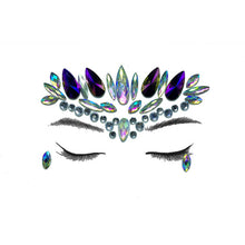 Load image into Gallery viewer, Temporary Crystal Face Eye Tattoo Stickers 3D Glitter Face Gems Jewels Sticker Eyebrow Music Festival Body Art Diamond Tattoo
