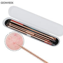 Load image into Gallery viewer, Rose Gold 4pcs/set Blackhead Comedone Acne Pimple Belmish Extractor Vacuum Blackhead Remover Tool Spoon for Face Skin Care Tool