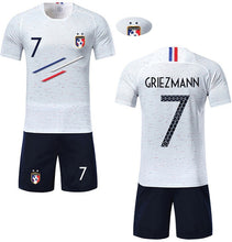 Load image into Gallery viewer, Boy Soccer Short Sleeve 2018 France 2 Stars Training Jerseys MBAPPE GRIEZMANN POGBA Kids Football Shirts&amp; Shorts Suits