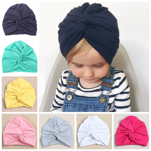 Cute 12 Colors Cotton Blend Baby Turban Hat Newborn Beanie Caps Headwear Infant Toddler Shower Hat Birthday Gift Photo Props
