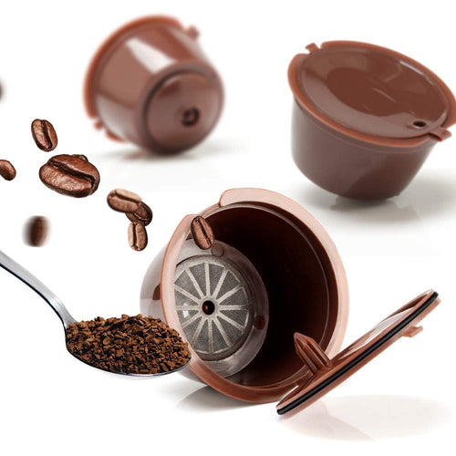 3 pcs Reusable Nescafe Dolce Gusto Coffee Capsule Filter Cup Refillable Caps Spoon Brush Filter Baskets Pod Soft Taste Sweet