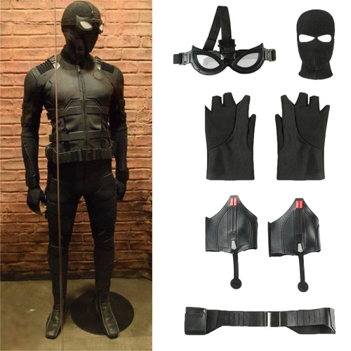Original Spider-Man Far From Home Movie Stealth Suit Costume Spiderman Noir Cosplay Mask Belt Web Shooter Props Halloween Carnival Accessories