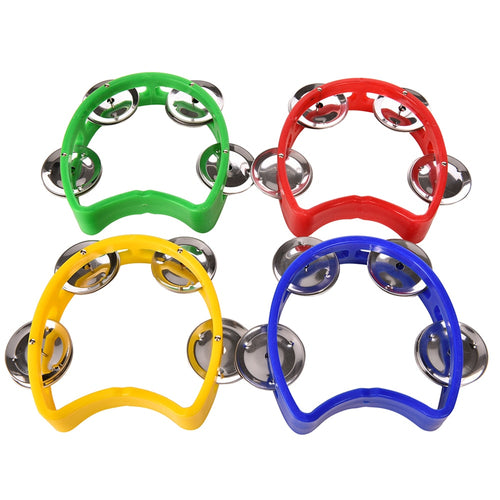Musical Instrument Hand Held Tambourine Metal Bell Jingles Plastic Rattle Ball Percussion for KTV Party Kid Game Toy