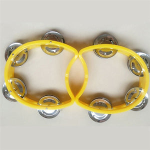 Musical Instrument Hand Held Tambourine Metal Bell Jingles Plastic Rattle Ball Percussion for KTV Party Kid Game Toy