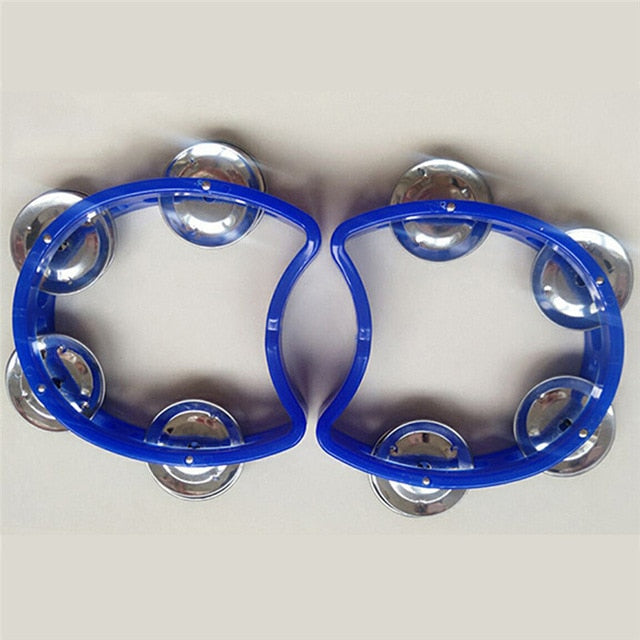 Musical Instrument Hand Held Tambourine Metal Bell Jingles Plastic Rattle Ball Percussion for KTV Party Kid Game Toy