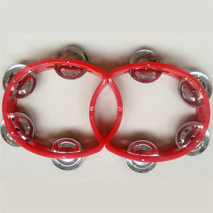 Musical Instrument Hand Held Tambourine Metal Bell Jingles Plastic Rattle Ball Percussion for KTV Party Kid Game Toy