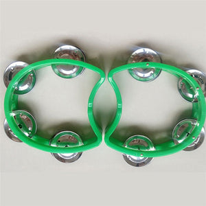 Musical Instrument Hand Held Tambourine Metal Bell Jingles Plastic Rattle Ball Percussion for KTV Party Kid Game Toy