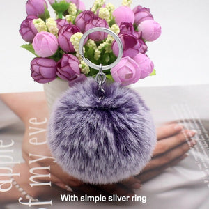 20 Colors Fluffy Fur Pom Pom Keychains Soft Faux Rex Rabbit Fur Ball Car Keyring Pompom Key Chains Women Bag Pendant Jewelry Diy
