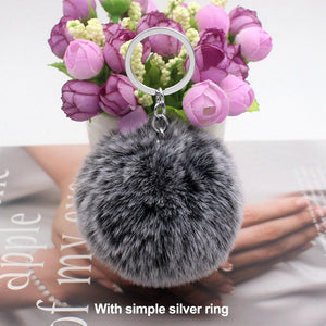 20 Colors Fluffy Fur Pom Pom Keychains Soft Faux Rex Rabbit Fur Ball Car Keyring Pompom Key Chains Women Bag Pendant Jewelry Diy